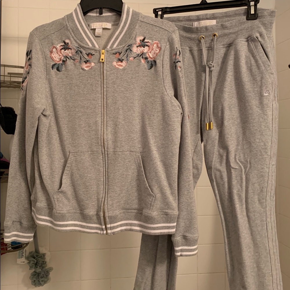 LifeWorx Matching Gray Floral Track Suit